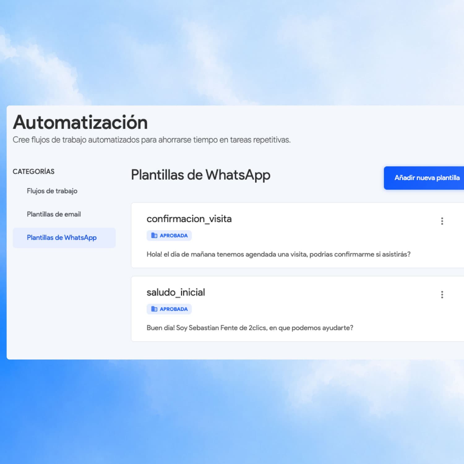 Plantillas de respuesta rápida para WhatsApp en 2clics