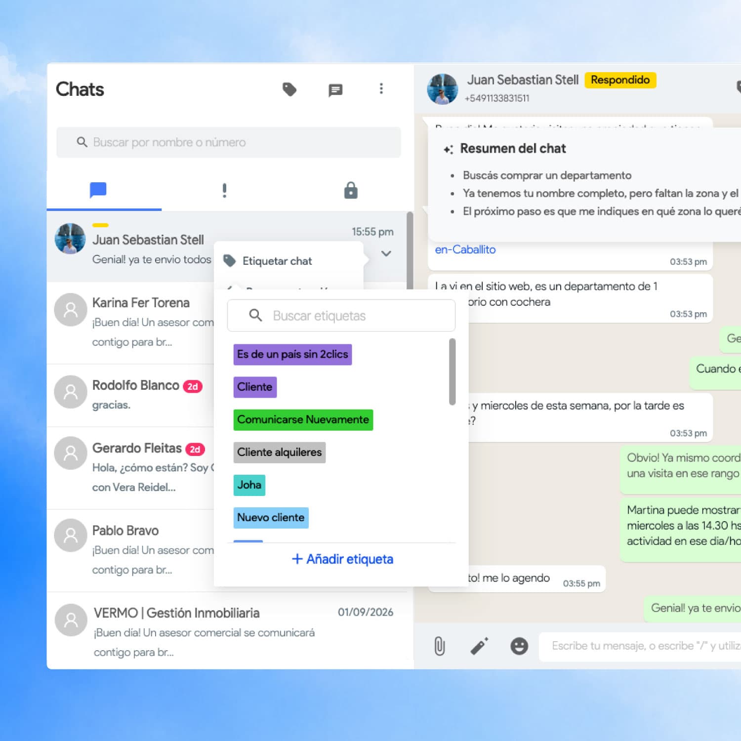 Etiquetas de chats de WhatsApp dentro de 2clics