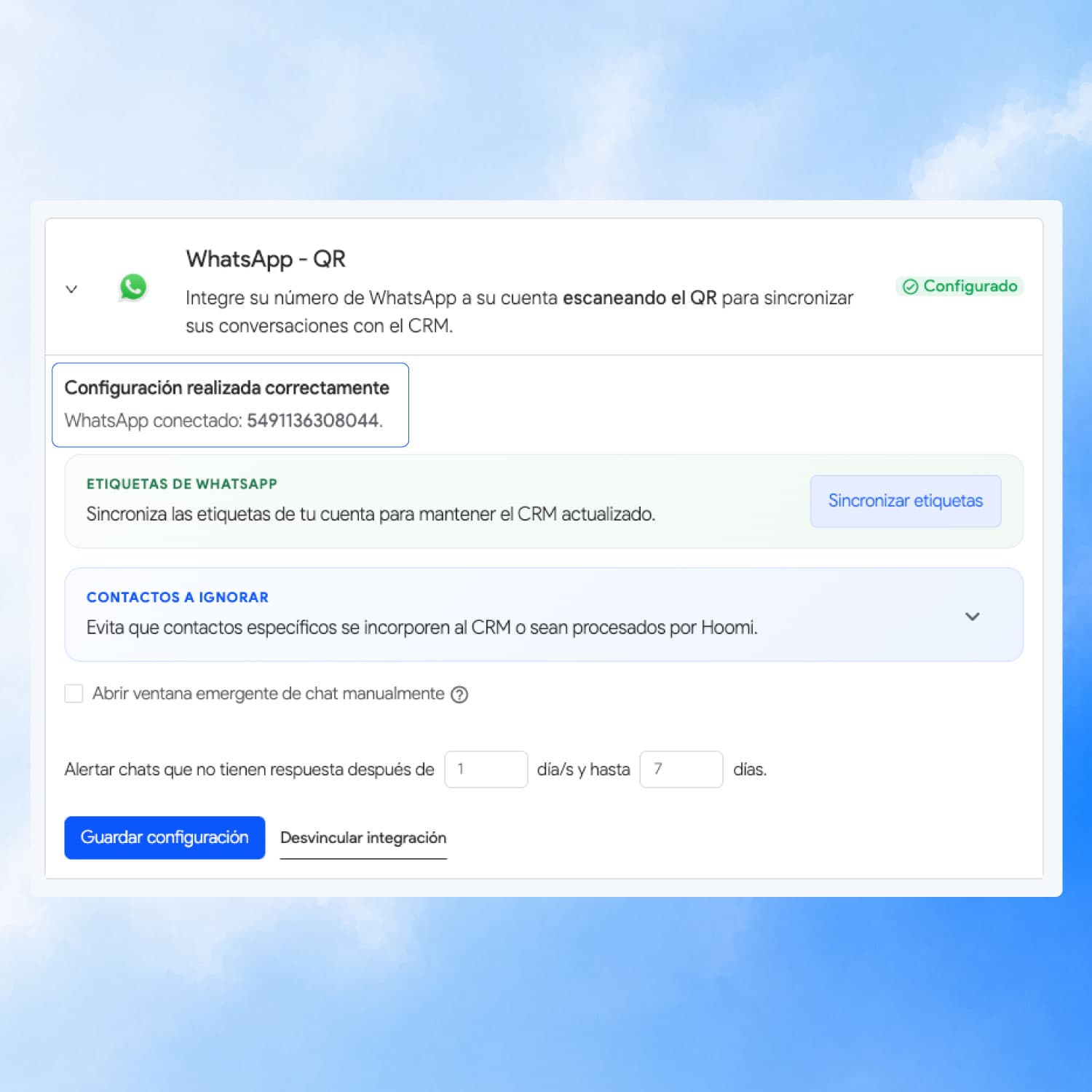 Integración del WhatsApp de la inmobiliaria y sus agentes en 2clics