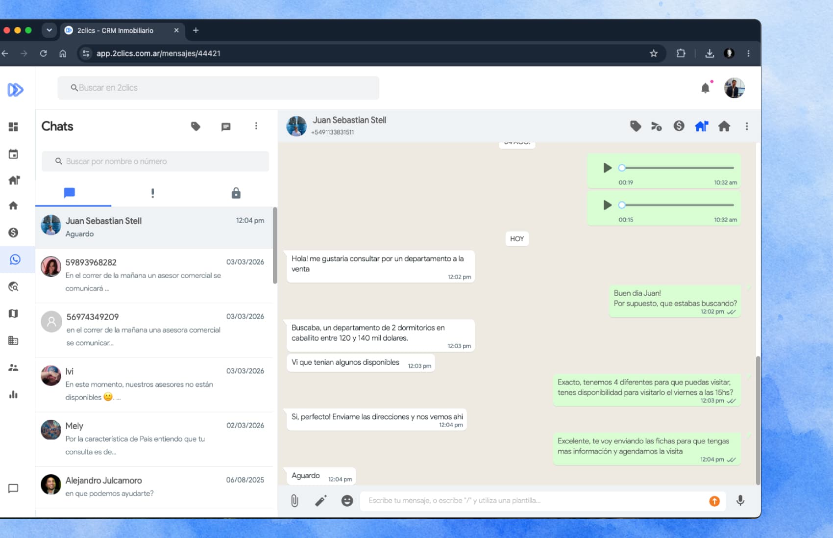 Integración de WhatsApp en el CRM de 2clics