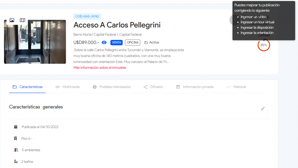 cadlidad de propiedades