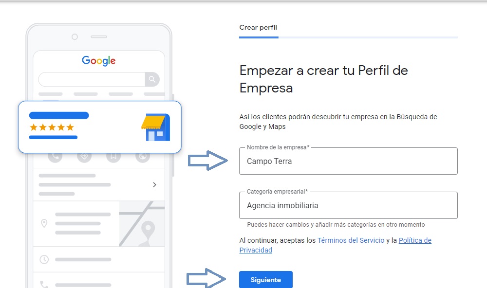 Crea el perfil de tu empresa
